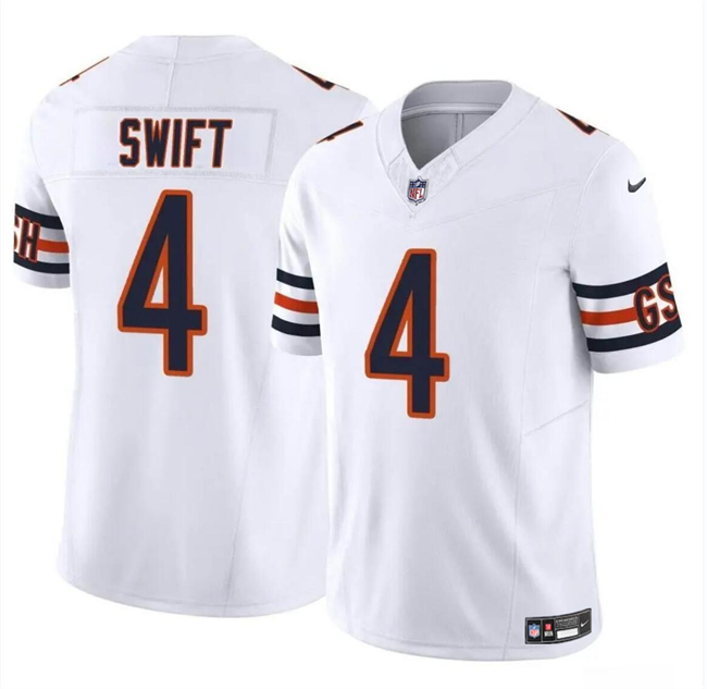 Men's Chicago Bears #4 D??Andre Swift White 2023 F.U.S.E. Vapor Football Stitched Jersey